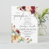 小さなカボチャ秋の秋フローラベビーシャワー 招待状 (スタンド正面)