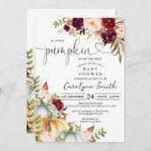 小さなカボチャ秋の秋フローラベビーシャワー 招待状 (正面/裏面)