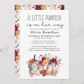 小さなカボチャ秋の秋フローラベビーシャワー 招待状 (正面/裏面)