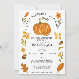 小さなカボチャ秋の秋フローラベビーシャワー 招待状