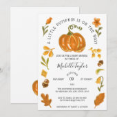 小さなカボチャ秋の秋フローラベビーシャワー 招待状 (正面/裏面)