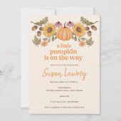 小さなカボチャ秋の秋フローラベビーシャワー 招待状 (正面)
