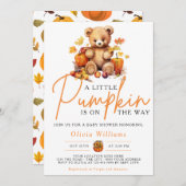 小さなカボチャ秋の秋フローラベビーシャワー 招待状 (正面/裏面)