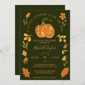 小さなカボチャ秋の秋フローラベビーシャワー 招待状 (正面/裏面)