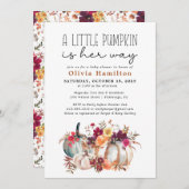 小さなカボチャ秋の秋フローラベビーシャワー 招待状 (正面/裏面)