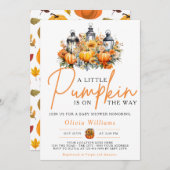 小さなカボチャ秋の秋フローラベビーシャワー 招待状 (正面/裏面)
