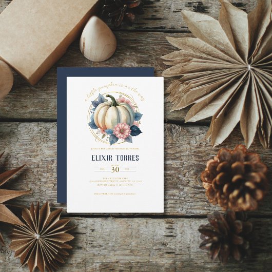 小さなカボチャ秋の秋フローラベビーシャワー 招待状