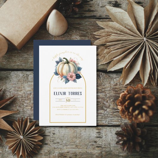 小さなカボチャ秋の秋フローラベビーシャワー 招待状