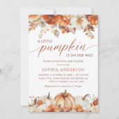 小さなカボチャ秋の秋フローラベビーシャワー 招待状 (正面)