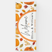 小さなカボチャ秋の秋フローラベビーシャワー 横断幕 (縦)