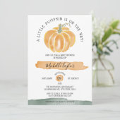 小さなカボチャ秋の秋フローラ赤ちゃんシャワー 招待状 (スタンド正面)