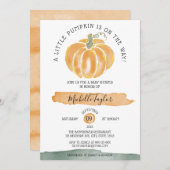 小さなカボチャ秋の秋フローラ赤ちゃんシャワー 招待状 (正面/裏面)