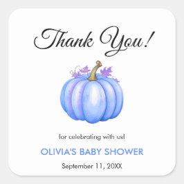 小さなカボチャ秋の秋ブルーボーイベビーシャワー スクエアシール