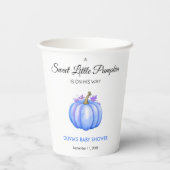 小さなカボチャ秋の秋ブルーボーイベビーシャワー 紙コップ (裏面)