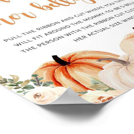 小さなカボチャ秋の秋赤ちゃんシャワーゲームサイン ポスター (角)