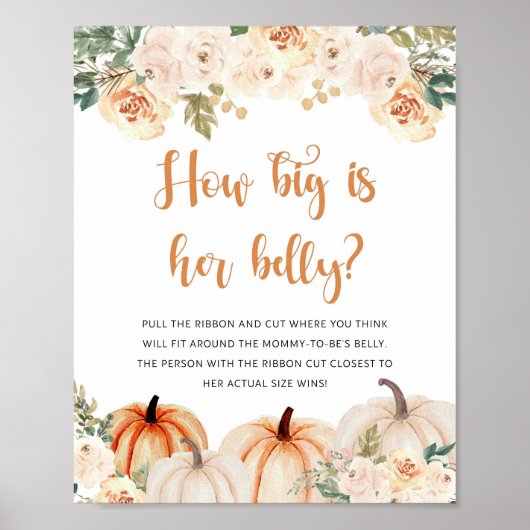 小さなカボチャ秋の秋赤ちゃんシャワーゲームサイン ポスター (正面)