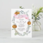 小さなカボチャ秋の紅葉の赤ちゃんシャワー 招待状 (スタンド正面)