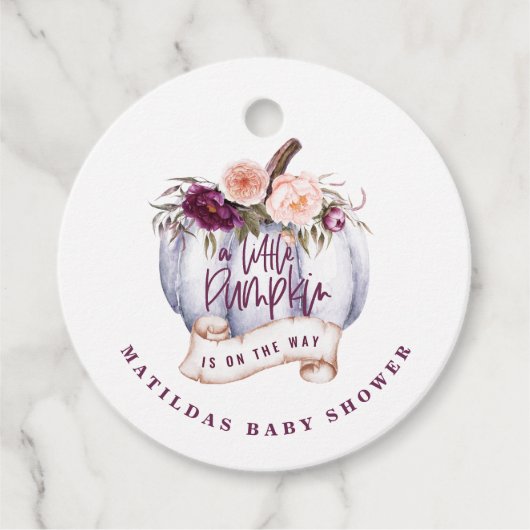 小さなカボチャ秋の赤ちゃんシャワーパーティーの好意 フェイバータグ (正面)