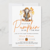 小さなカボチャ秋秋のゾウの赤ちゃんシャワー 招待状 (正面)