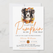 小さなカボチャ秋秋の犬の赤ちゃんシャワー 招待状 (正面)