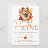 小さなカボチャ秋秋の犬の赤ちゃんシャワー 招待状 (正面)