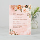 小さなカボチャ秋秋ピンクの赤ちゃんシャワー箔 箔招待状 (立ち正面)