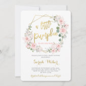 小さなカボチャ秋赤面ピンクの赤ちゃんシャワー女の子 招待状 (正面)