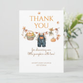 小さなカボチャ素朴ボホ秋赤ちゃんシャワー サンキューカード (スタンド正面)