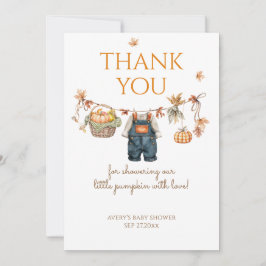 小さなカボチャ素朴ボホ秋赤ちゃんシャワー サンキューカード