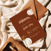 小さなカボチャ茶色の白いカボチャの赤ちゃんシャワー 招待状