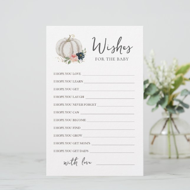 小さなカボチャ赤ちゃんシャワーの編集可能な願い (スタンド正面)