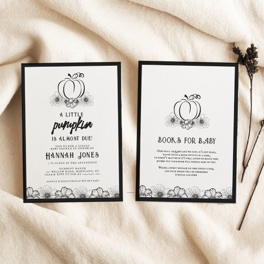 小さなカボチャ赤ちゃんシャワースカルと花 招待状