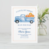 小さなカボチャ赤ちゃんシャワーブルートラック招待状 招待状 (スタンド正面)