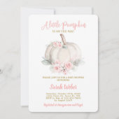 小さなカボチャ赤面ピンクの秋赤ちゃんシャワー女の子 招待状 (正面)
