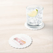 小さなカボチャ軽いピンクのトラックの赤ちゃんシャワー ペーパーコースター (インサイチュ)