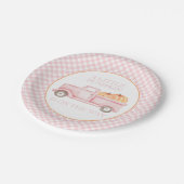 小さなカボチャ軽いピンクのトラックの赤ちゃんシャワー ペーパープレート (アングル)