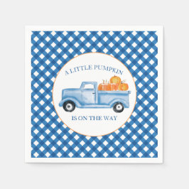 小さなカボチャ青いトラックの秋の赤ちゃんシャワー スタンダードカクテルナプキン