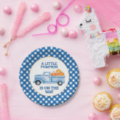 小さなカボチャ青いトラックの秋の赤ちゃんシャワー ペーパープレート (パーティー)