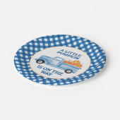 小さなカボチャ青いトラックの秋の赤ちゃんシャワー ペーパープレート (アングル)