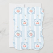 小さなカボチャ青い弓秋男の子ベイビーシャワー 招待状 (裏面)