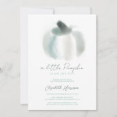 小さなカボチャ青い水色の男の赤ちゃんシャワー 招待状 (正面)