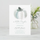 小さなカボチャ青い水色の男の赤ちゃんシャワー 招待状 (スタンド正面)