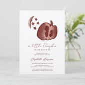 小さなカボチャ青い水色の男の赤ちゃんシャワーI 招待状 (スタンド正面)