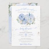 小さなカボチャ青い白い男の子女の子の赤ちゃんシャワー 招待状 (正面/裏面)