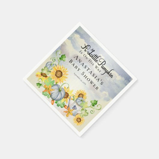小さなカボチャ |ひまわり少年の赤ちゃんシャワー スタンダードカクテルナプキン (角)