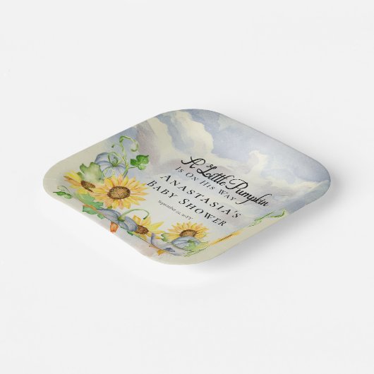 小さなカボチャ |ひまわり少年の赤ちゃんシャワー ペーパープレート (傾斜あり)