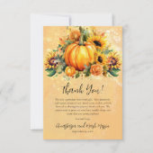 小さなカボチャ |ひまわり秋赤ちゃんシャワー サンキューカード (正面)