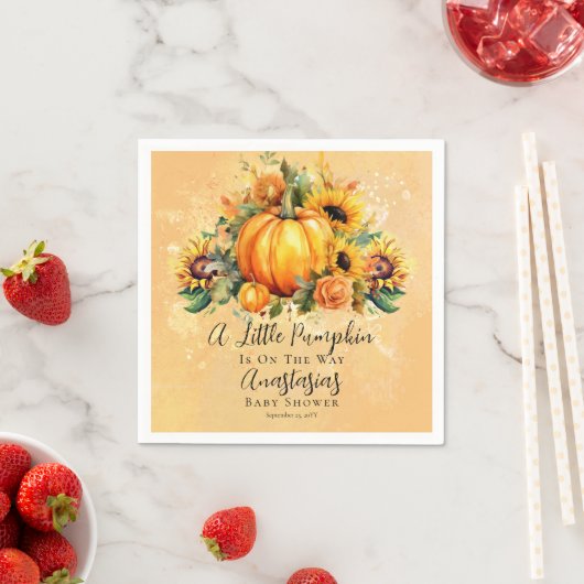 小さなカボチャ |ひまわり秋赤ちゃんシャワー スタンダードカクテルナプキン (インサイチュ)