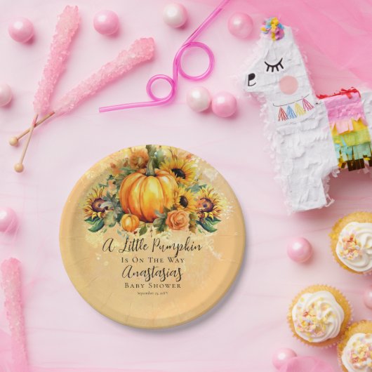 小さなカボチャ |ひまわり秋赤ちゃんシャワー ペーパープレート (パーティー)