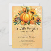 小さなカボチャ |ひまわり秋赤ちゃんシャワー 招待状 (正面)